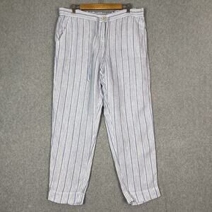 Tommy Bahama Womens L White Blue Tamil‎ Striped Linen Pants